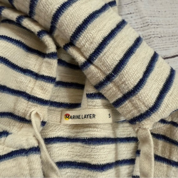 Marine Layer Womens Tops Marine Layer Playa Hoodie Navy Cream Stripe Sz Small - Picture 6 of 12